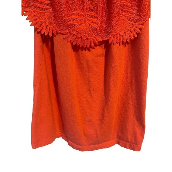 A NEW DAY Coral/Orange Off The Shoulder Top Lace Flower Floral Neckline Size XS - Picture 4 of 7